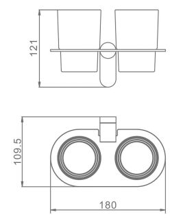 Стакан для ванной комнаты Raglo R300.08.03 двойной золотой сатин